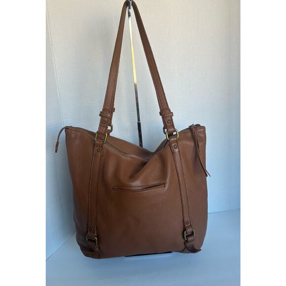 THE SAK HAPPY AND FREE LARGE COGNAC BROWN PEBBLED LEATHER SHOULDER TOTE BAG - Picture 4 of 10